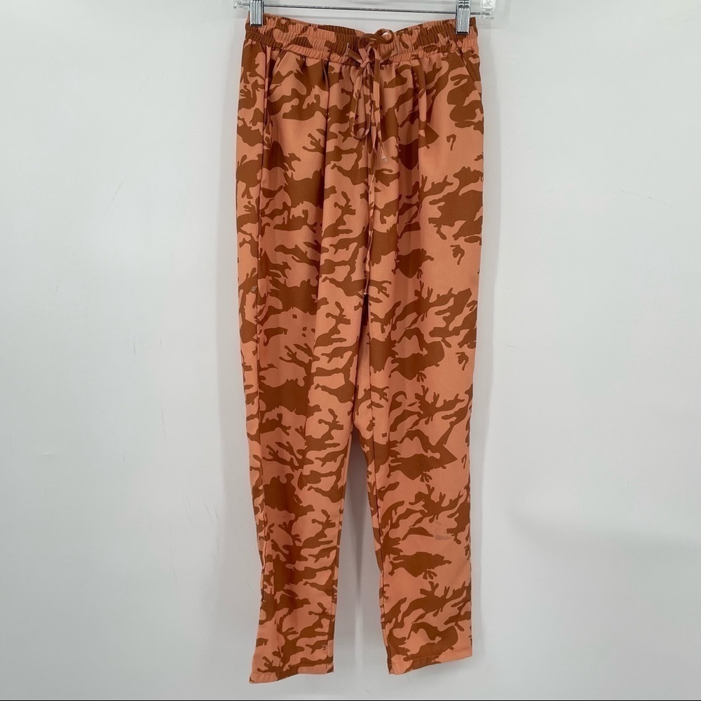 Burnt Orange Camo Print High Rise Cigarette Pants - Picture 2 of 12